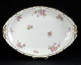 Haviland Limoges Schleiger 442D Pink Rose Oval Platter, Antique Double Gold 16&quot; - £98.32 GBP