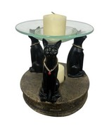 Black Sphynx Bastet Candle Holder Egypt Cat Votive Tea Light Oil Wax Sta... - $47.52 CAD