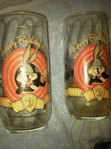 Set Vintage 1990 Happy Birthday Bugs Warner Bros Glasses 50th Gang on Back - $15.00