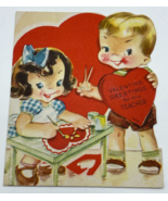 Valentines Day Vintage Efco Greeting Card for Teacher Boy &amp; Girl making ... - $4.74