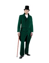 Men&#39;s Charles Dickens Caroler Tail Suit Theater Costume, Green, Large - $349.99+