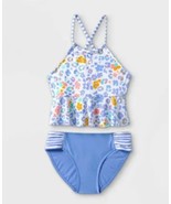 Cat &amp; Jack Youth Girls&#39; Peplum Wildflower Midkini Swim Set Size XS 4/5 - $16.39 CAD