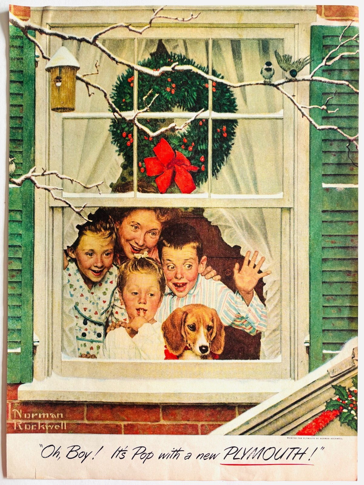 1951 Plymouth Norman Rockwell Advertisement Vintage Automobilia Christmas DWYY5 Item image 2