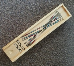Vintage ~ Pick Up Sticks Game ~ Forty (40) Sticks ~ Wooden Storage Box  - $30.00