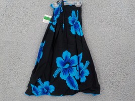Favant Girls Butterfly Dress SZ 8 Black W Blue Hibiscus Elastic Front Bo... - $14.99