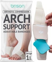 BRISON Arch Support Brace Orthotics Insert - Adjustable Compression Bandage - £11.72 GBP