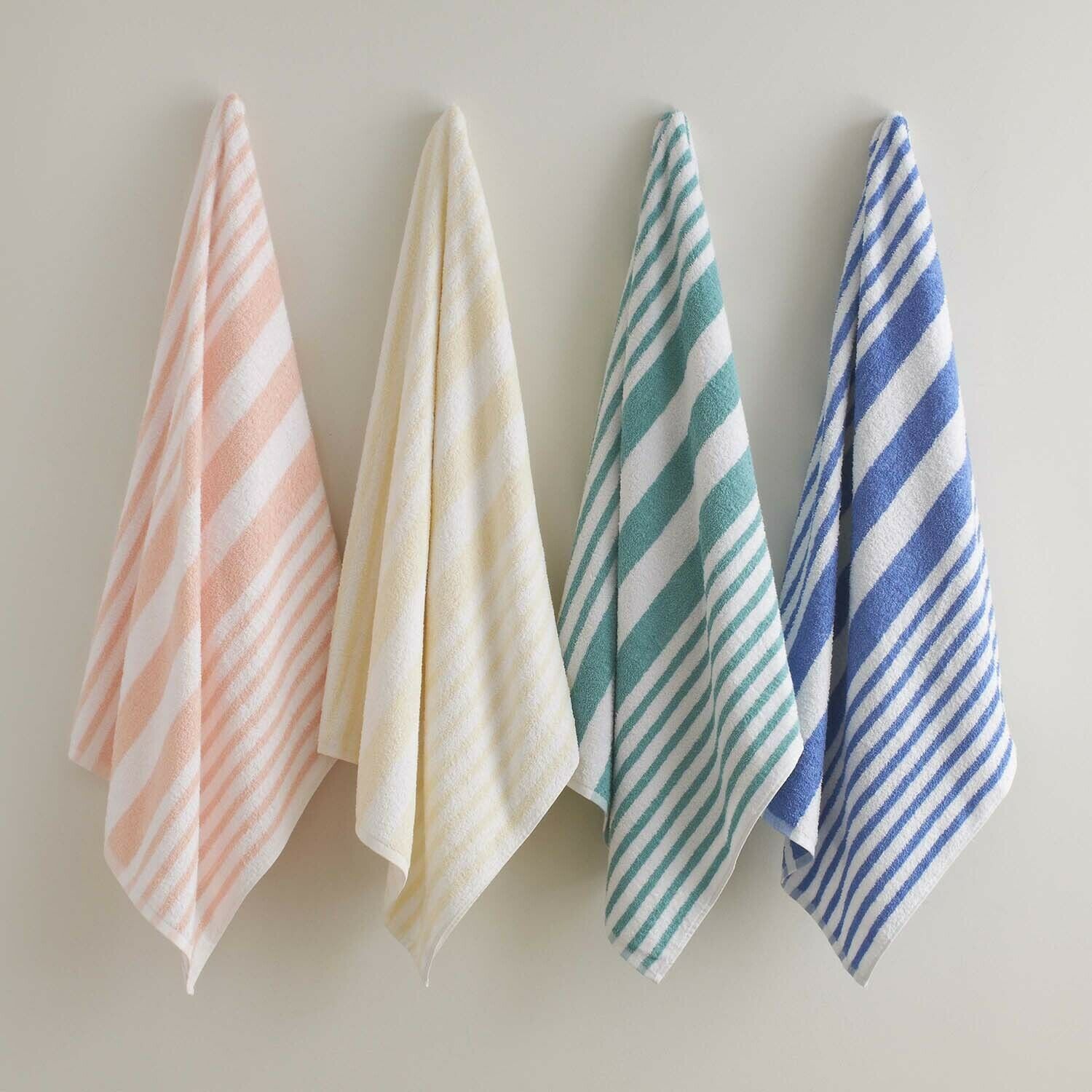 Martex Tropical Stripe Beach Towel-Color Blue-Pkg of 12 -Color Blue