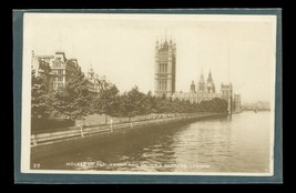 Vintage RPPC Postcard House of Parliment Victoria Gardens London England to USA - £11.84 GBP