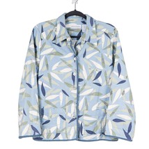 Alfred Dunner Jacket 16P Womens Blue Green Leaves 100% Cotton Pocket Lig... - $23.62