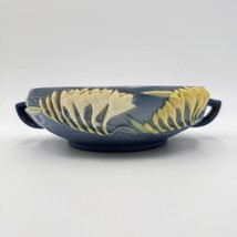 Roseville Pottery Yellow &amp; White on Blue Handled Bowl Freesia Pattern #4... - $67.50