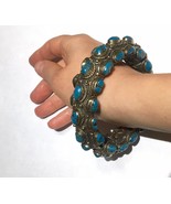 RaRe HUGE Man’s or Ladies Antique bracelet w/ blue hand carved stones - $25,271.52 MXN
