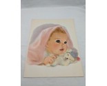 Vintage Baby Under Covers With Teddy Bear Art Print 11&quot; X 14&quot; - $64.14