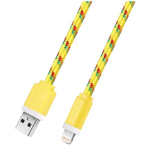 Primary image for (Yellow) 1M Colorful Nylon Braided 8 Pin Transfer Data Sync Line Charging Cable 