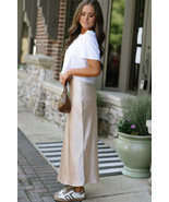 Jet Stream Satin Solid High Waist Maxi Skirt - $267.37 MXN