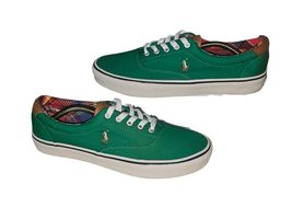 Polo Ralph Lauren Keaton Pony Sneakers Shoes Green Canvas Leather Men's ... - $48.02