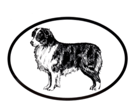 Australian Shepherd Decal - Dog Breed Oval Vinyl Black &amp; White Window  Sticker - £3.19 GBP