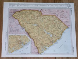 1958 Original Vintage Map Of South Carolina Charleston / Verso Pennsylvania - £19.07 GBP