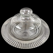 Vintage Anchor Hocking Queen Mary 10&quot; Plate with Clear Glass Cloche Dome Cover - £28.92 GBP