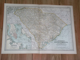 1897 Antique Dated Map Of South Carolina / Charleston - £25.38 GBP