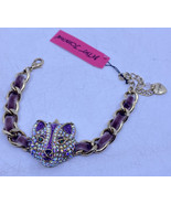 Betsey Johnson Imperial Princess Fox Head Crown Lavender Purple AB Bracelet - £50.61 GBP