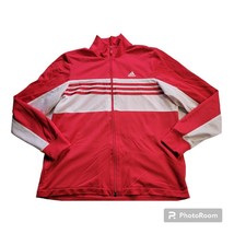 Adidas Jacket Medium Women Lightweight Full Zip Red White Striped Running Sports - £9.75 GBP