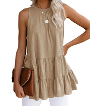 Summer Bohemia Vintage Shirts Loose Blouses Sleeveless Female Fashion Lo... - $19.55
