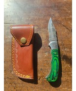 Damascus Folding Pocket Knife Polished Wood Handle - $29.69
