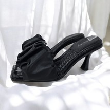 Circus by Sam Edelman Ruched Mules Cone Heels Black Woman 8M Designer Dress Shoe - $46.74