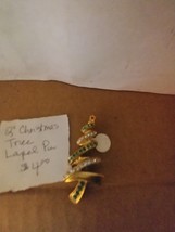 2&quot; Christmas Tree Green and White/Clear Jeweled Lapel Pin - $4.00