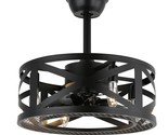 ANTOINE 17 in. Indoor Black Farmhouse Caged Ceiling Fan with Lights and ... - £77.39 GBP