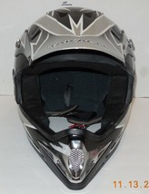 Takachi TK-60  Motorcycle Motocross Helmet Silver Black Model MX412 Size... - $47.80