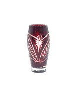 Art Deco Vase, Bohemian Crystal Vase, Star Design, Hand Made Cut Glass V... - $48.10