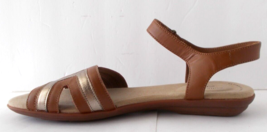 Clarks Ada Mist Sandals Tan Brown Gold Metallic Combi Leather Sz 7 New - £27.02 GBP