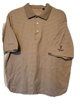 Ben Hogan Mens Size Large Tan / Peach  Multi Stripe Short Sleeve Golf Polo Shirt - £6.19 GBP