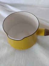 Vintage Dansk, Yellow Enamel 1 Qt pot, Pan, Saucepan, Wood Handle,  France - £46.89 GBP