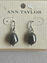 Ann Taylor Gray Silver Hook Fashion Freshwater Pearl Dangle Earrings NEW - $14.24