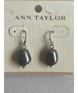 Ann Taylor Gray Silver Hook Fashion Freshwater Pearl Dangle Earrings NEW - £11.20 GBP