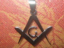 Usa Seller 25MM Stainless Steel Mason Masonic Symbol Pendant Charm Necklace - £7.11 GBP