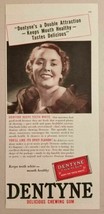 1936 Print Ad Dentyne Chewing Gum Pretty Lady with White Tooth Smile - £9.18 GBP
