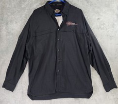 Harley Davidson Shirt Mens Large Black Logo Casual Vented Button Up Long... - $47.51