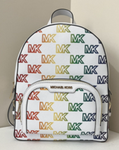 New Michael Kors Jaycee Medium Zip Pocket Backpack Pride Optic White Multi - $123.41