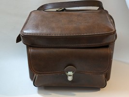 Vintage Leather Camera Bag Case Brown Brass Strap Pocket USA 703 10 x 8 x 6 Inch - $44.54