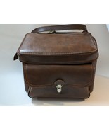 Vintage Leather Camera Bag Case Brown Brass Strap Pocket USA 703 10 x 8 ... - $44.54