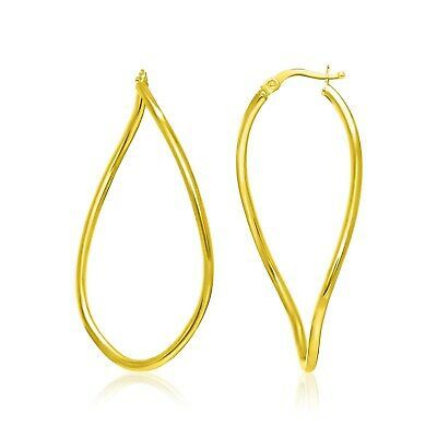 Primary image for 14k Yellow Gold 1.75" Length x 0.75" Width Elegant Oval Twisted Hoop Earrings