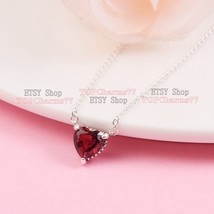Valentine&#39;s Day Sterling Silver Sparkling Heart  Halo Pendant Collier Necklace - £16.52 GBP