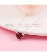 Valentine&#39;s Day Sterling Silver Sparkling Heart  Halo Pendant Collier Ne... - $22.50