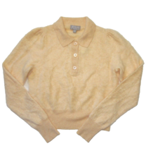 NWT J.Crew Brushed Cashmere Sweater-Polo in Heather Pale Corn Henley Pullover XS - £94.60 GBP