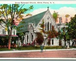 Grace Episcopal Church White Plains New York NY UNP Linen Postcard H7 - £9.90 GBP