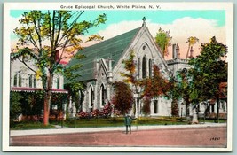 Grace Episcopal Church White Plains New York NY UNP Linen Postcard H7 - £9.92 GBP