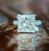 3.29Ct White Princess Cut VVS1 Diamond Simulated Engagement Ring 14K White Gold - £209.57 GBP